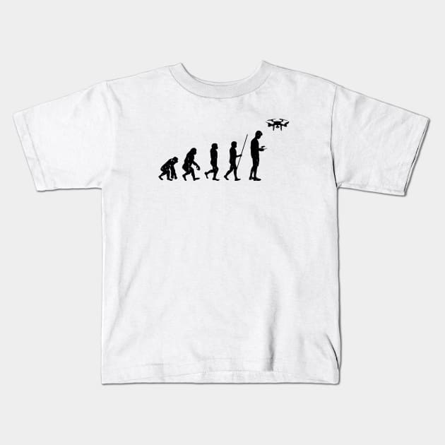 Drone Evolution Drone Pilot Quadrocopter Flying Kids T-Shirt by Wakzs3Arts